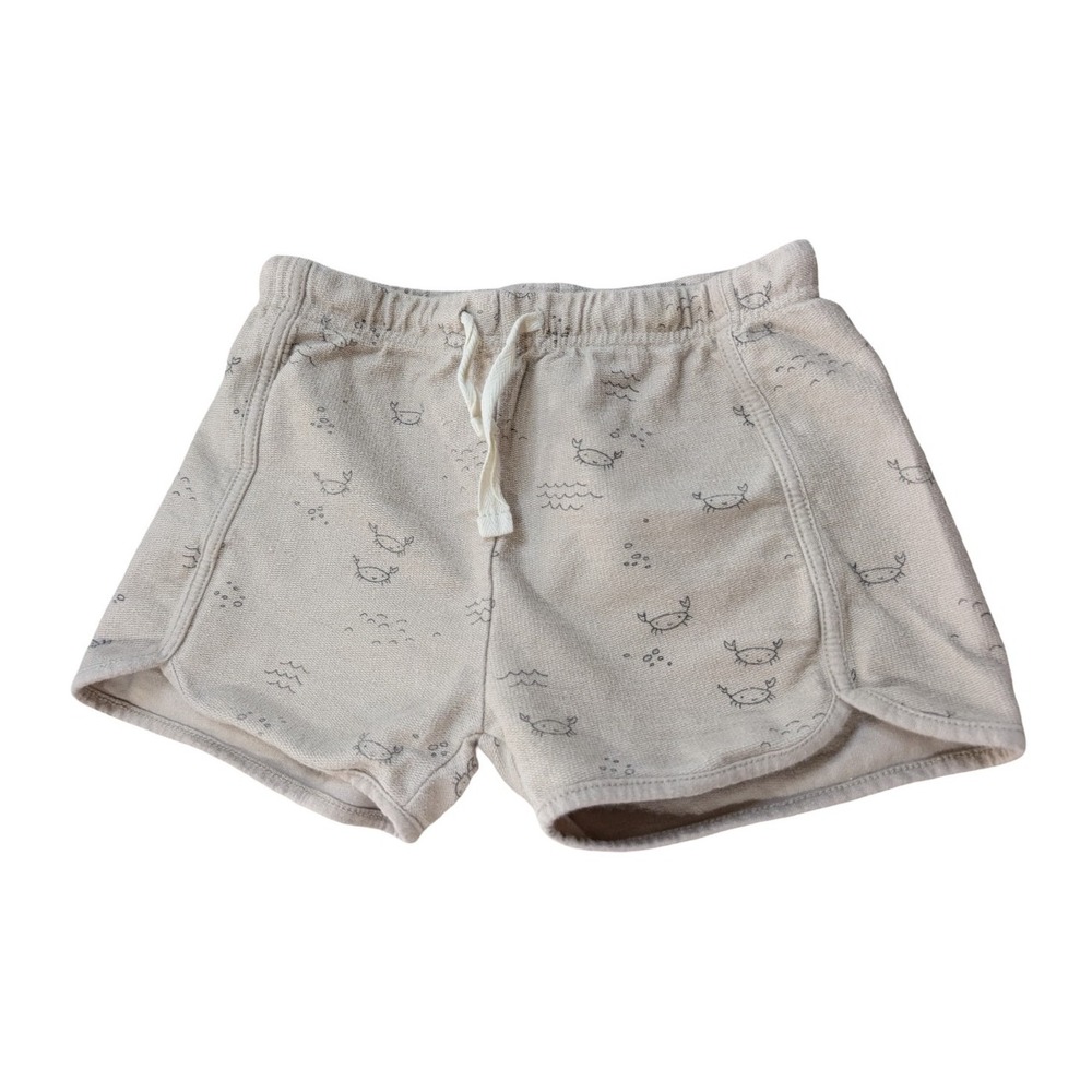 Rylee + Cru Toddler Shorts 6-7Y Beige Crab Print Drawstring Cotton